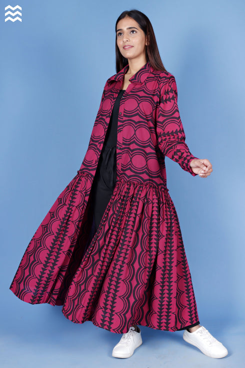 Cambric Cotton Long Martini Dress In Graphic Print